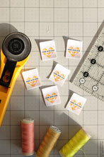 Load image into Gallery viewer, The Weekend Quilter Made with Love woven labels for handmade and clothing items in ivory and midnight black