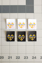 Load image into Gallery viewer, The Weekend Quilter Made with Love woven labels for handmade and clothing items in ivory and midnight black