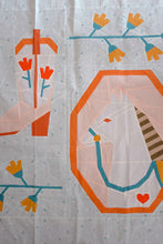 Load image into Gallery viewer, Petals & Stable Mini Quilt Pattern Bundle by The Weekend Quilter featuring three modern foundation paper pieced mini quilt designs: Desert Mare horse quilt block, Blushing Boot cowboy boot quilt block with tulips, and Wildflower Vine floral quilt block. Includes baby and throw size quilt layout instructions. Western and floral-themed quilting pattern bundle for modern quilters.