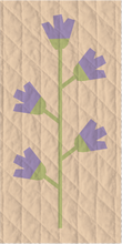 Load image into Gallery viewer, A paper pieced quilt pattern of a wildflower vine with purple flowers on a beige background.