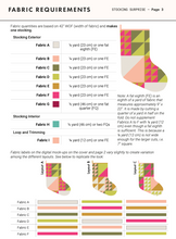 Load image into Gallery viewer, The Weekend Quilter Quilted Christmas Holiday half-Square Triangle (HST) Stocking Surprise Stocking Pattern Fabric Requirements