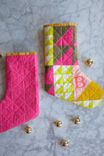 Load image into Gallery viewer, The Weekend Quilter Quilted Christmas Holiday half-Square Triangle (HST) Stocking Surprise Stocking Pattern