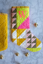 Load image into Gallery viewer, The Weekend Quilter Quilted Christmas Holiday half-Square Triangle (HST) Stocking Surprise Stocking Pattern