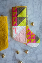Load image into Gallery viewer, The Weekend Quilter Quilted Christmas Holiday half-Square Triangle (HST) Stocking Surprise Stocking Pattern