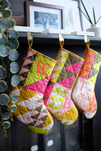 Load image into Gallery viewer, The Weekend Quilter Quilted Christmas Holiday half-Square Triangle (HST) Stocking Surprise Stocking Pattern