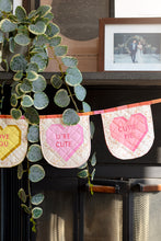 Load image into Gallery viewer, Sweet Notes Valentine’s Day heart candy foundation paper pieced mini quilt block by The Weekend Quilter