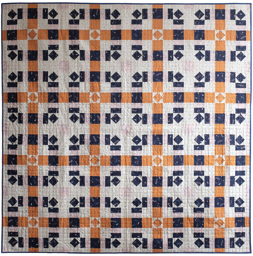 The Weekend Quilter Plaidful Modern Quilt Pattern for confident beginners in throw flatlay
