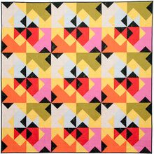 Load image into Gallery viewer, The Weekend Quilter Wind Tunnel Modern Throw Size Quilt in Yellow Kona Cotton Fabrics 