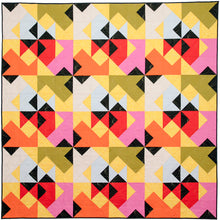 Load image into Gallery viewer, The Weekend Quilter Wind Tunnel Modern Throw Size Quilt in Yellow Kona Cotton Fabrics