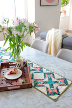 Load image into Gallery viewer, Modern Garden Tile Quilt Block Pattern Table Runner Variation The Weekend Quilter and Fabric.com blog