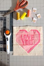 Load image into Gallery viewer, The Weekend Quilter Valentine&#39;s Day Sweet Notes Series Foundation Paper Pieced Love You quilt block