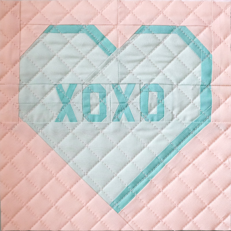 The Weekend Quilter Valentine's Day Sweet Notes Series Foundation Paper Pieced XOXO quilt block