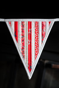 The Weekend Quilter Stars and Stripes Quilted Bunting foundation paper pieced (FPP) pattern for advanced beginners  Stripes pendant flag